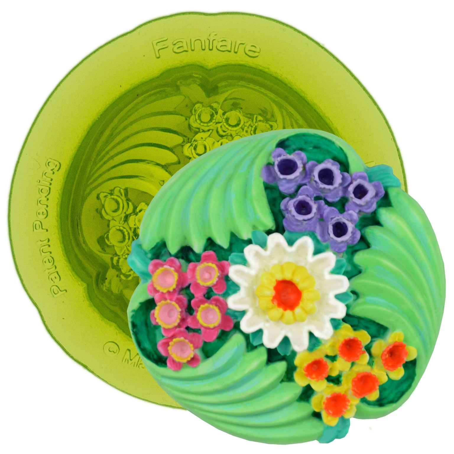 Fanfare Medallion Silicone Fondant Mold by Marvelous Molds